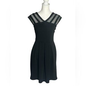 Enfocus Studio Black Midi Dress with Mesh Yoke EUC Sz 6 formal classic evening